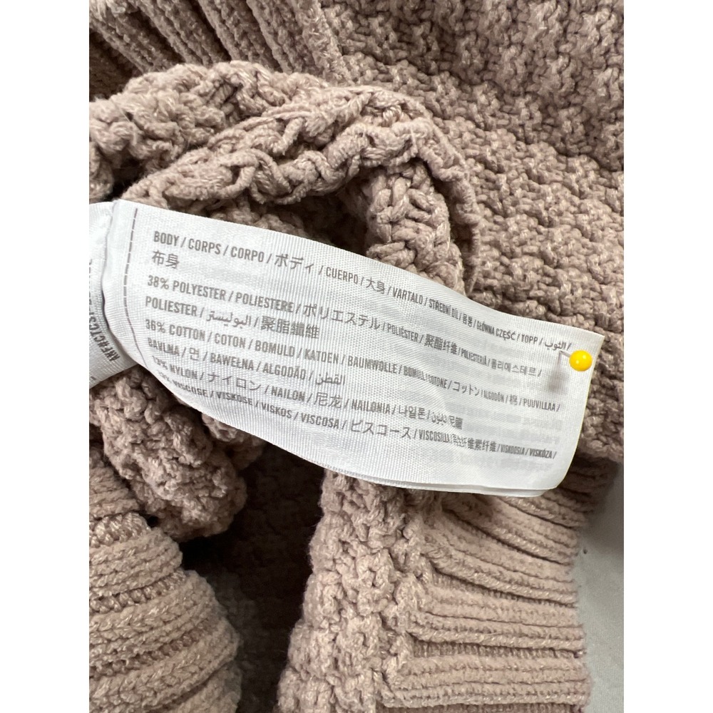Abercrombie & Fitch Cardigan Womens Medium Tan Chunky Knit Button Up Cropped - Picture 4 of 10
